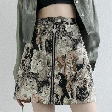 Cats All Around Vintage Skirt Skirts KittyNook Cat Company